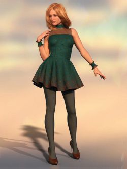 88967 服装 ZK dForce Lina Flared Dress Outfit for Genesis 9