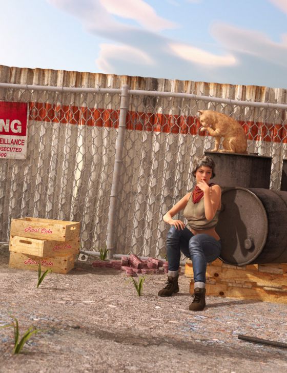 01-the-back-fence-chainlink-junkyard-oil-drum-pallete-daz3d.jpg