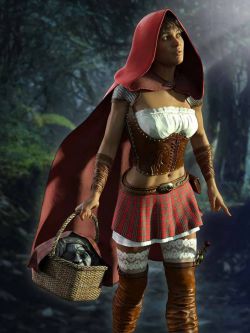 87744 服装 dForce Big Bad Red Outfit for Genesis 8 and 8.1 Female