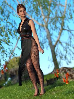 93081 服装 dForce Blanchette Fire Outfit for Genesis 9
