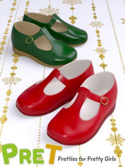 83715  鞋子 PreT Girls T-Strap Shoes for Genesis 8 Females