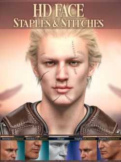 80515 人物资源 伤疤  HD Face Staples and Stitches for Genesis 8 Males