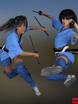 127006 服装 武士dForce Shinobi Outfit for Genesis 3 and Genesis 8 Female