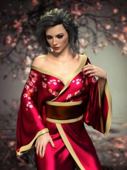 58423 服装  和服 古装 dForce X-Fashion Sexy Kimono for Genesis 8 Female