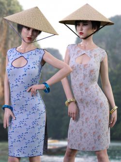 dForce 服装 Far East Dress and Props for Genesis 8 Female