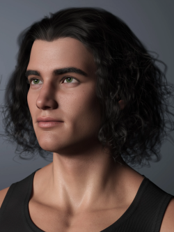 83383 头发 Curly Swept Style Hair for Genesis 8 and Genesis 8.1 Males