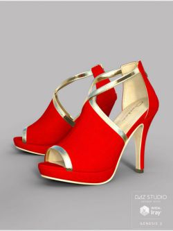 24405 鞋子 Black Gold Heels for Genesis 3 Female(s)
