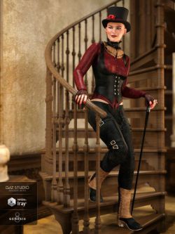 57955 服装 幻想 dForce Burgundy Creed Outfit for Genesis 8 Female