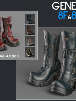 162505 鞋子 Slide3D Sinister Boots for G8F, G8.1F and Texture Addon