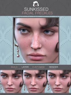 82099 面部雀斑和美人斑 Sun-kissed Facial Freckles for Genesis 3, 8 an...