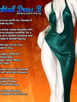 156275 服装 鸡尾酒礼服 Exnem dForce Cocktail Dress B for Genesis 8 Female
