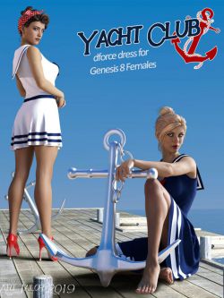 139245 服装  水手服 Yacht Club dForce dress for Genesis 8 Females