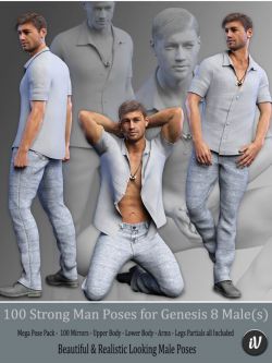 66987 姿态 男 V 100 Strong Man Poses for Genesis 8 Male(s)