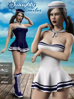 58431 服装  水手服 dForce Naughty Sailor Outfit Set for Genesis 8 Female
