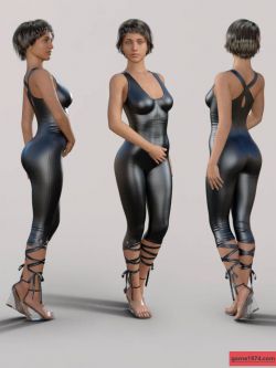 69563 服装 紧身衣 Skinny Jumpsuit and Heeled Sandal for Genesis 8 Female(s)