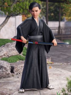 82915 服装 dForce Hakama and Kimono Outfit for Genesis 8.1 Male