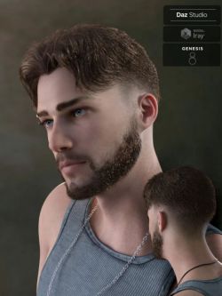 70509 头发和胡须 Nathan Fade Haircut and Beard for Genesis 8 Male(s)