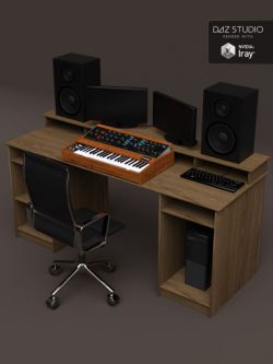 34559 道具 工作室书桌和复古合成器 Studio Desk and Retro Synth