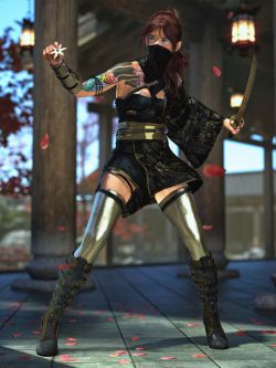 84326 服装和武器 dForce Oni Shadow Outfit for Genesis 8 and 8.1 Females