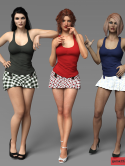 117894 服装  背心和格子迷你裙 Tank Top and Plaid Mini Skirt Set for...