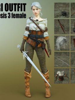 服装头发武器 Ciri Outfit For G3F