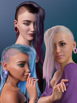 80909 头发 侧剃 WD Salon: Side Shave Shag dForce Hair for Genesis 8.1 Female