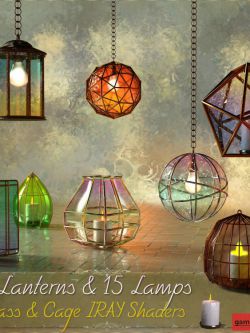 128794 道具  灯具  Caged Lanterns and Lamps for DAZ