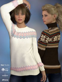 67143 毛衣 dForce Fair Isle Sweaters for Genesis 8 Female