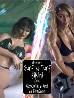 150239 服装 泳装 dForce Summer Surf N Turf Bikini for Genesis 8 and 8.1 F...