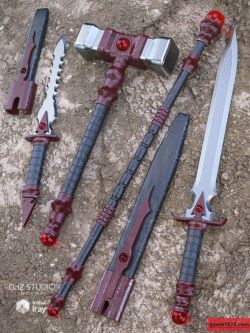 56415 道具  鸡血石冷兵器 Bloodstone Weapons