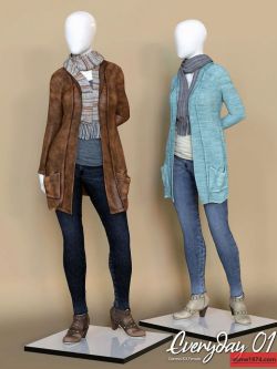 82012 服装 休闲外套 Everyday 01 dForce Clothing Set for Genesis 8 Female