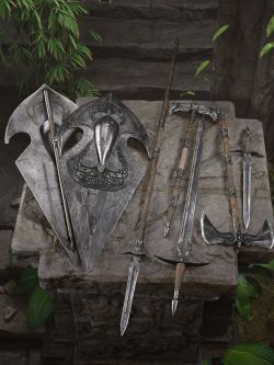 88870 道具 剑、盾牌、斧头、锤子、匕首和长矛 Aoife Weapons Collection