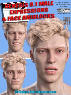 82373 表情 Expressions and Face aniBlocks for Genesis 8.1 Males