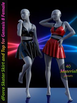 137147 服装 滑板裙和上衣 dForce Skater Skirt with Top for Genesis 8 F...