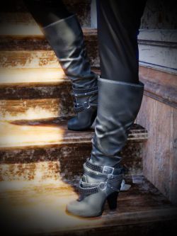 43719 鞋子 Diamond & Studs Boots for Genesis 3 Female