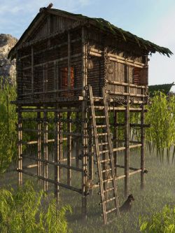 88159 场景 道具 竹碉楼  Bamboo Watchtowers