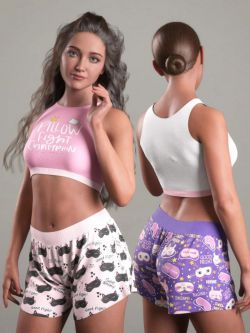 84174 服装 可爱 dForce Comfy Homewear Outfit for Genesis 8 and 8.1 Females