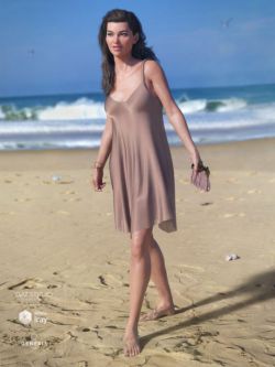 50767 服装  雪纺连身裙 dForce Chiffon Slip Dress for Genesis 8 Female