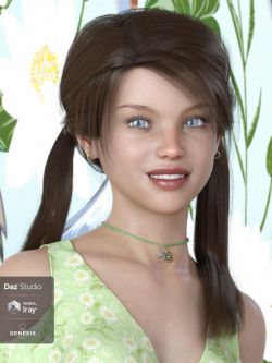 56595 头发 Melody Pigtail Hair for Genesis 3 and 8 Female(s)