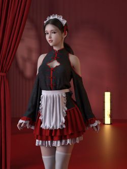 88495 服装 女仆装 dForce MKTG Maid Outfit for Genesis 8.1 Females and Genesis 9