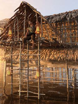 82799 场景 道具 芦苇小屋 Reed Huts 1