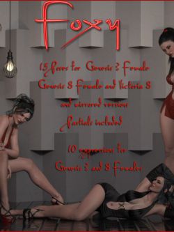 123823 姿态和表情 Foxy - Poses for Genesis 3 and 8 Females by ilon