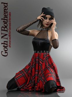 144467 服装 时尚 Goth N Bothered dForce outfit for Genesis 8 Females