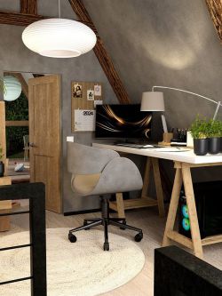 92818 场景 房间 Scandinavian Style A-Frame House AddOn: Office and Child Room