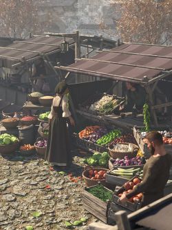 88028 场景 道具 中世纪的路边小摊 Medieval Roadside Merchant Stalls