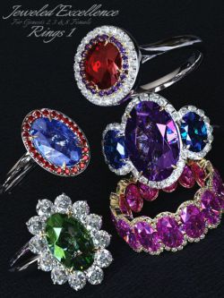 46123 首饰 G2-3-8 Jeweled Excellence Rings 1 for Genesis 2, 3 and 8 Female