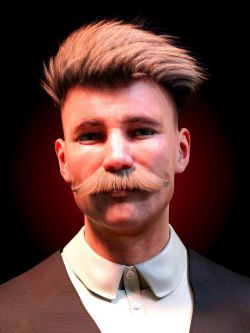 85469 头发和胡须 M3D Chuck Hair and Mustache for Genesis 8 and 8.1 Males