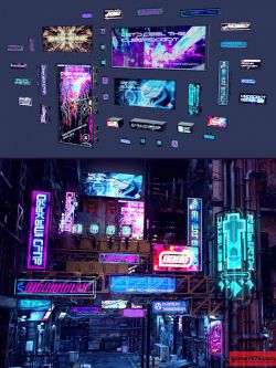 81463 道具 赛博朋克霓虹灯招牌 Cyberpunk Neon Signs