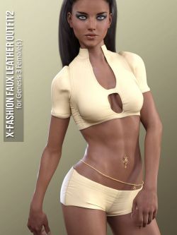 119768 服装 运动 X-Fashion Faux Leather Outfit2 for Genesis 3 Females