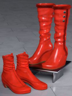 49977 鞋子 Patchwork Shoes: Boots 3 and 4 for Genesis 3 and 8 Female